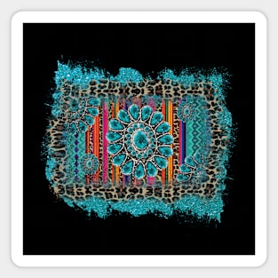 Turquoise Serape Leopard Magnet